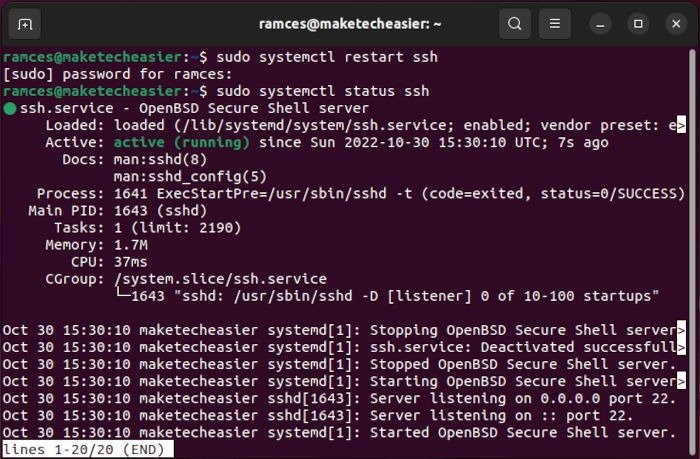 Ubuntu Ssh Server Secure 18 Перезапустите демон Ssh