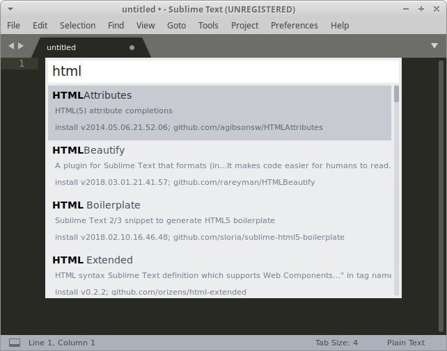 Ubuntu Sublime Text для палитры команд Html Html-фильтр