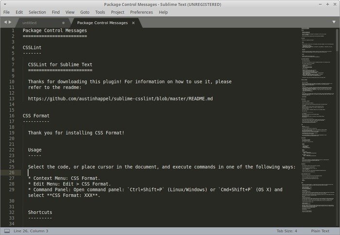 Ubuntu Sublime Text для сообщения управления пакетом Html