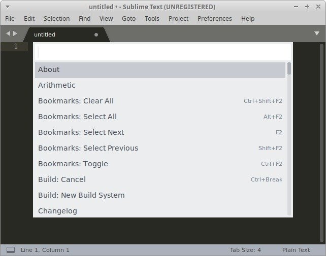 Ubuntu Sublime Text для Html Палитра команд