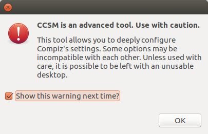 Ubuntu-рабочие пространства-ccsm-предупреждение