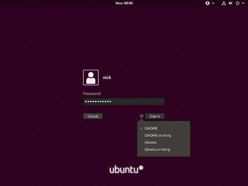 Сеансы GNOME в Ubuntu