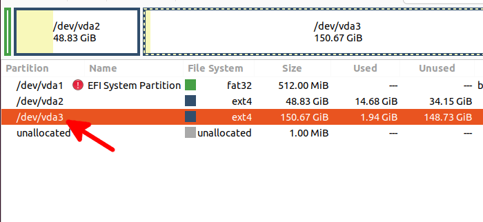 Созданный раздел Ubuntuhome