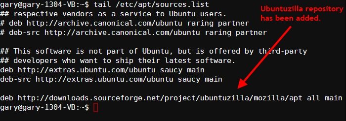 добавлен репозиторий ubuntuzilla