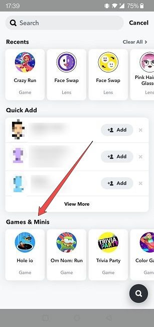 Неожиданное использование игр для поиска в чате Snapchat