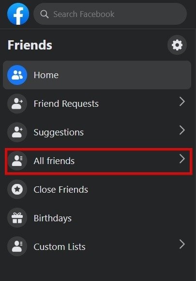 Нажмите на опцию «Все друзья».