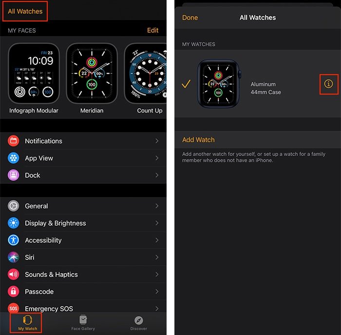Отключить приложение Apple Watch для Iphone Watch