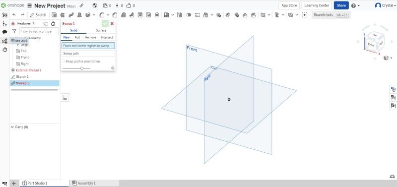 Настройка нового проекта в Onshape.