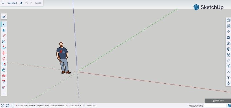 SketchUp Бесплатное новое окно проекта.