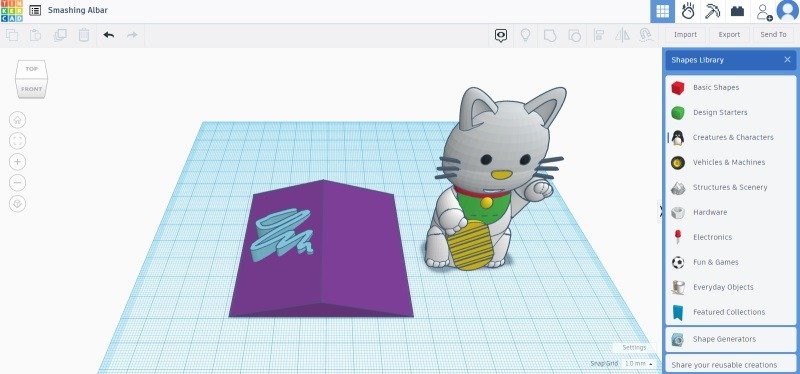 Использование библиотеки фигур в Tinkercad.