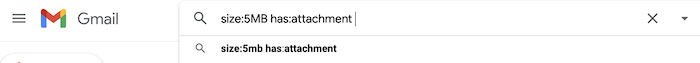 Используйте советы по поиску в Gmail Большой файл