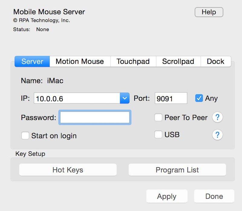 Используйте Iphone в качестве мыши для пароля Mac
