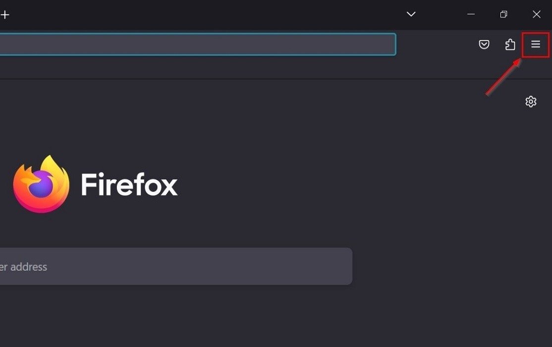 Нажмите кнопку «Меню» в браузере Firefox.