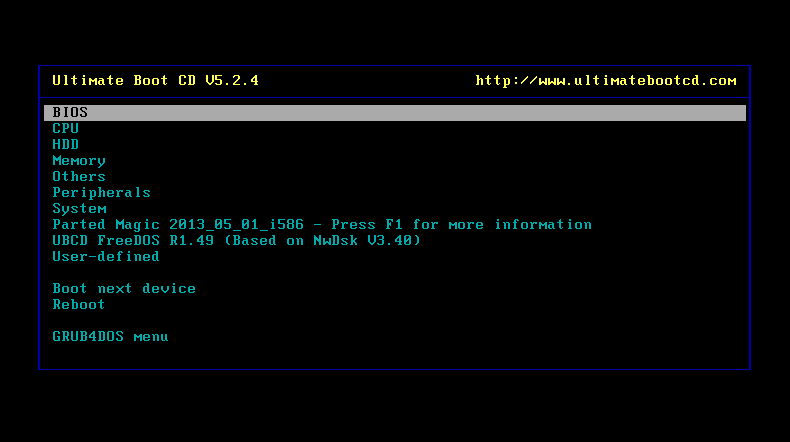 Ultimate Boot CD в действии.