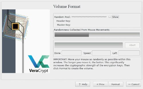 VeraCrypt генерирует энтропию