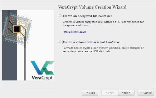 Создание тома VeraCrypt