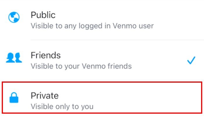 Список друзей Venmo, приватный 1