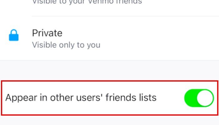 Venmo Скрыть список друзей