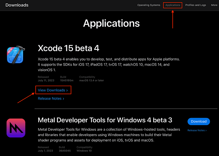 Просмотр загрузки порта разработчика Xcode