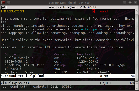 Плагины Vim: Surround