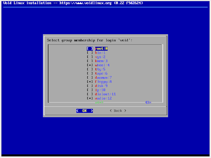 Voidlinux 19 групп