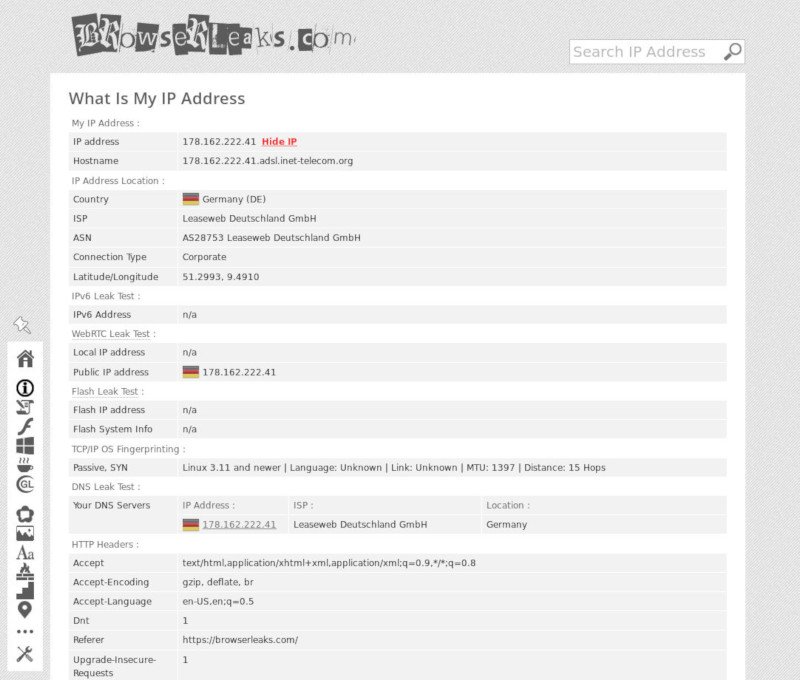 IP-тест BrowserLeaks