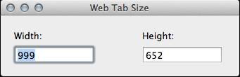 Настройте размер окна Web Tab для Mac