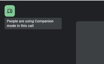 Уведомление о том, что люди используют режим Google Meet Companion во время разговора.
