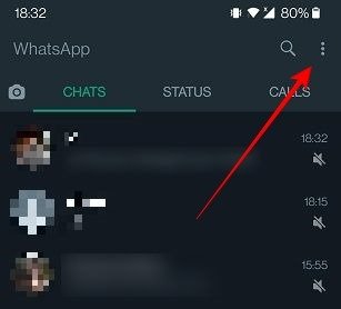 Меню статуса анонимных точек WhatsApp