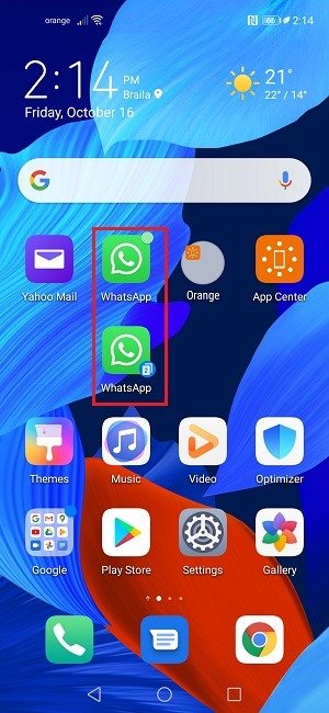 WhatsApp Две учетные записи Twin Apps Главный экран