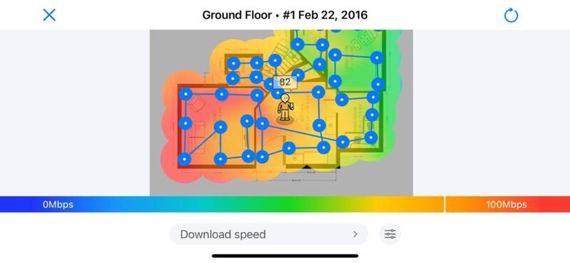 Тепловая карта Wi-Fi, созданная с помощью приложения Netspot