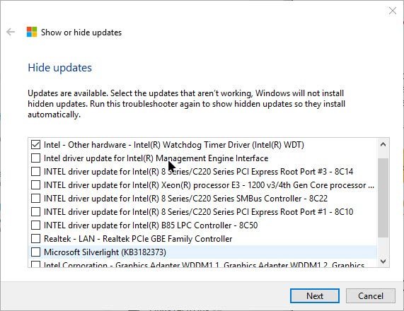 win10-driver-updates-выберите-обновление-скрыть