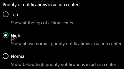Приоритеты уведомлений win10 устанавливают высокий приоритет