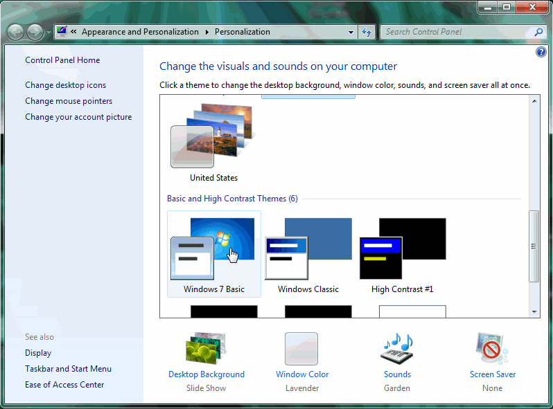Windows 7 отключить аэротемы