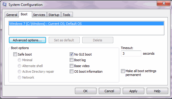 Тайм-аут скорости загрузки Windows 7