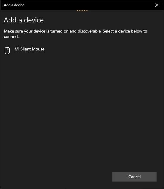Windows 10 добавляет мастер устройств с помощью Mi Silent Mouse в список обнаруживаемых устройств.