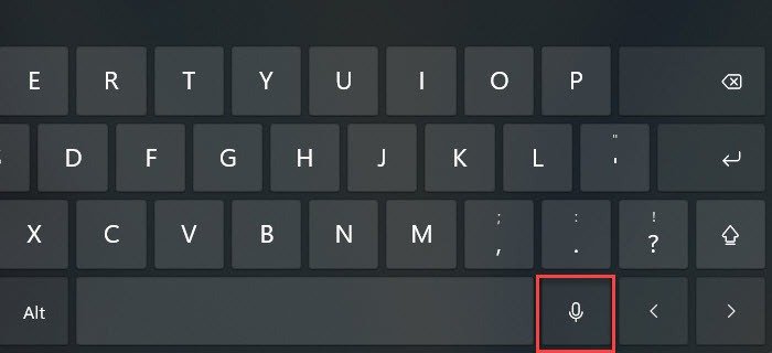 Клавиша микрофона на сенсорной клавиатуре Windows 11