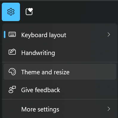 Тема настройки сенсорной клавиатуры Windows 11 и изменение ее размера