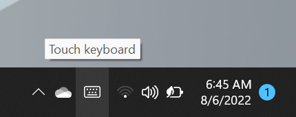 Значок сенсорной клавиатуры Windows 11 на панели задач