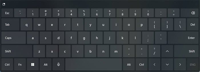 Традиционная раскладка сенсорной клавиатуры Windows 11