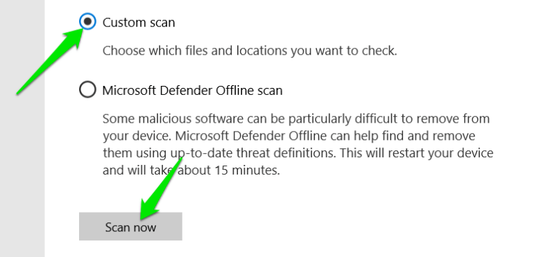 Выборочное сканирование Защитника Windows