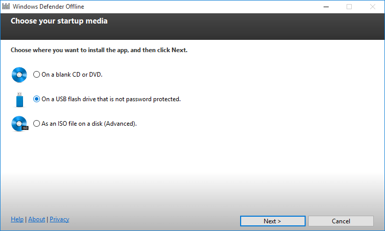 Windows-Защитник-оффлайн-выбрать-USB