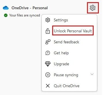 Настройка разблокировки личного хранилища Windows Onedrive