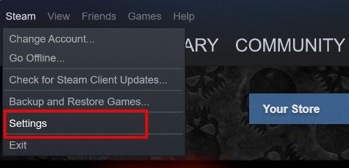 Просмотр настроек Windows Steam