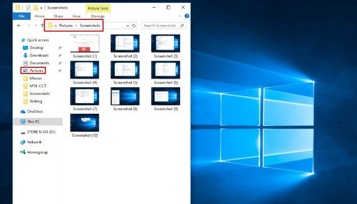 Windows 10-папка со скриншотами