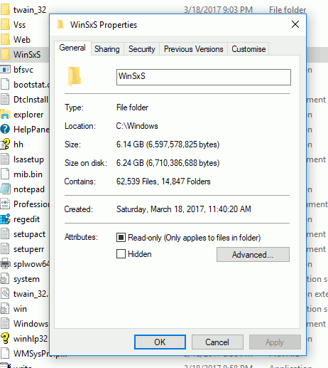 свойства папки-winsxs