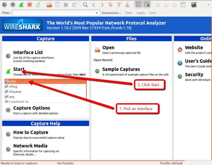 Wireshark-Начать-захват