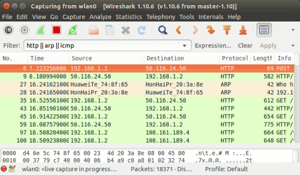 Wireshark-несколько протоколов