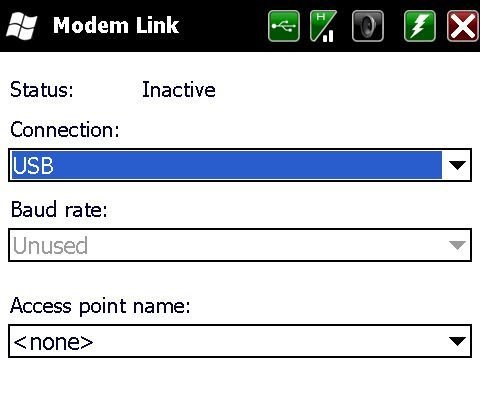 Параметр подключения к модему в Windows Mobile 5.0