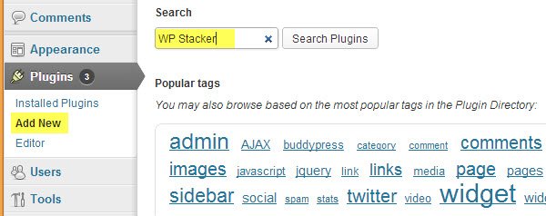 Найдите и добавьте плагин WP Stacker в свой блог.